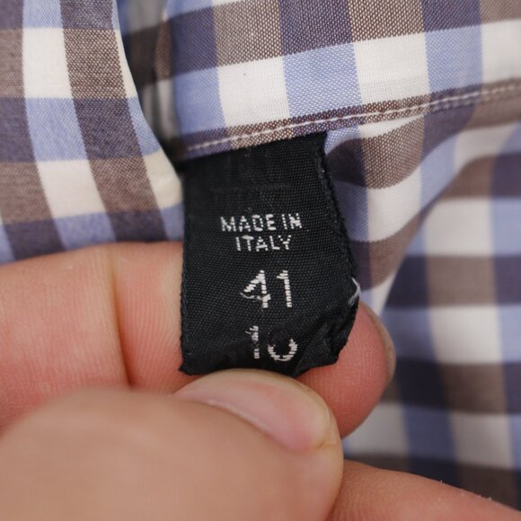 Tom Ford dress Shirt Men's Large 41 Long Sleeve Button Up Check Cotton plaid - Picture 14 of 15